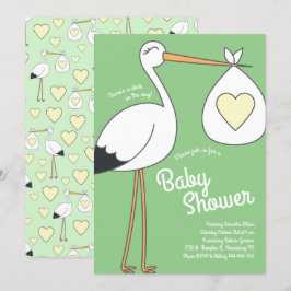 Cute Stork Baby Shower Mod Gender Neutral Inbjudningar