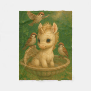 Cute, storögd, baby unisus, pegasusenmajs fleecefilt