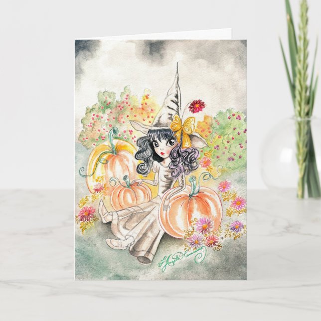 Cute Stort öga Girl Art Kort (Framsida)