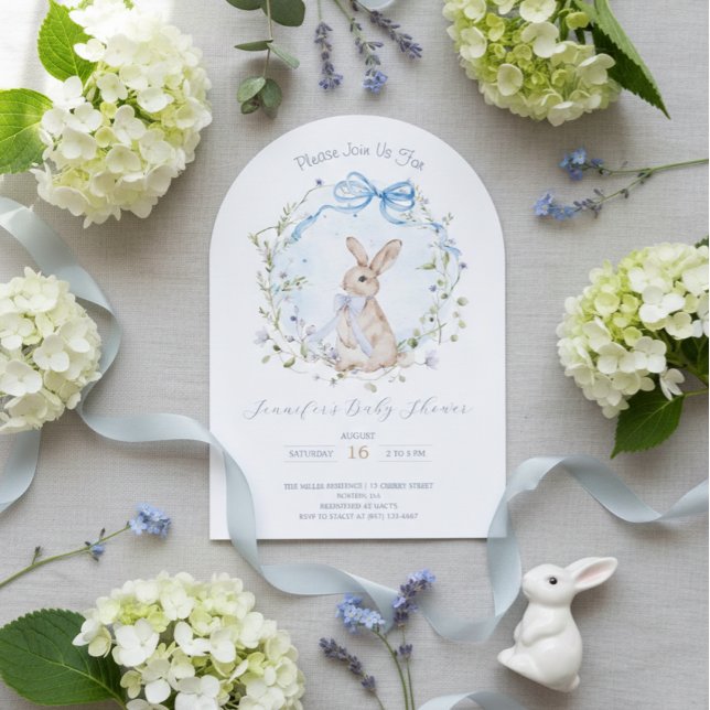 Cute Storybook Bunny Wildflower Wreath Baby Shower Inbjudningar (Skapare uppladdad)