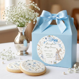 Cute Storybook Bunny Wildflower Wreath Baby Shower Runt Klistermärke