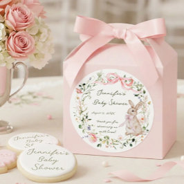 Cute Storybook Bunny Wildflower Wreath Baby Shower Runt Klistermärke