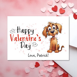 Cute Storybook Puppy Lycklig Valentineser Julkort