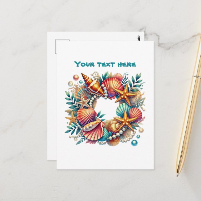 Cute-stranden anpassade Nautical WAN Vykort (Fram/Back In Situ)