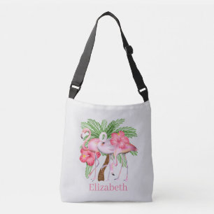 Cute-stranden rosa flamingo add namn axelväska