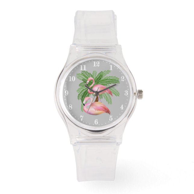Cute-stranden rosa flamingo Watch Armbandsur (Framsida)