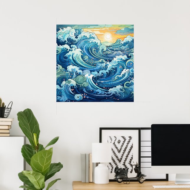 Cute-stranden vinkara havet poster (Hemmakontoret)
