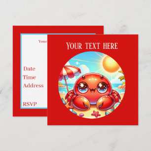 Cute strandkrabba party inbjudningar