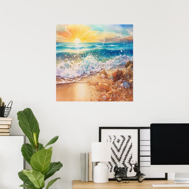 Cute-strandsoluppgången älskare poster (Hemmakontoret)