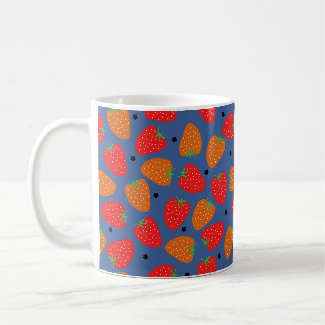 Cute Strawbär on Blue Kaffemugg (Vänster)