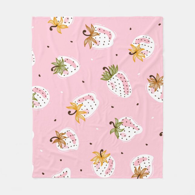 Cute Strawbär Vintage Fruit Tapet Fleecefilt (Framsidan)