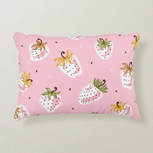 Cute Strawbär Vintage Fruit Tapet Prydnadskudde (Framsidan)