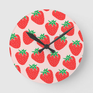 Cute Strawbär Wall Clock Rund Klocka