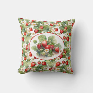 Cute Strawbär Watercolor Kudde