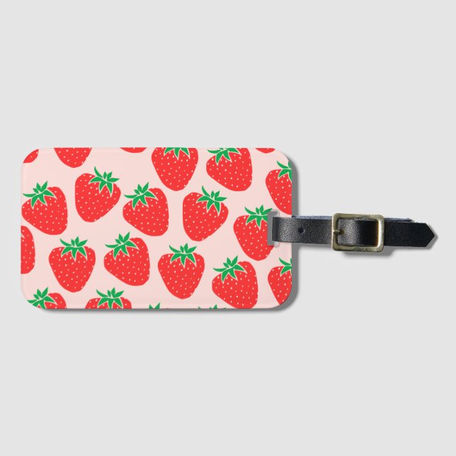 Cute Strawberries Luggage Tag Bagagebricka (Framsida horisontal)