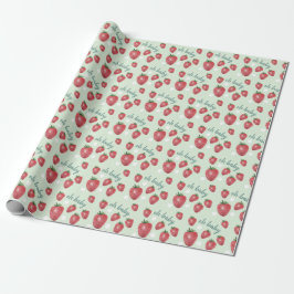 Cute Strawberries Watercolor Hand-painted on Mint Presentpapper