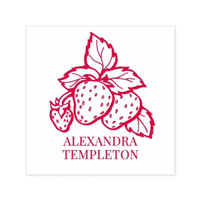 Cute Strawberries with Leaves Name Självfärgande Stämpel (Design)