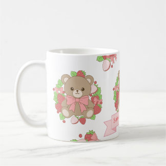 Cute Strawberry Bear Birthday Mug Kaffemugg