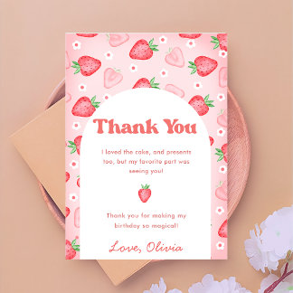 Cute Strawberry Berry Birthday tackkort Inbjudningar