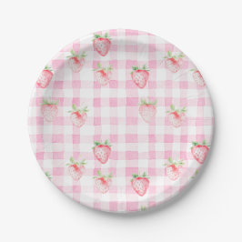Cute Strawberry Berry Rosa Gingham Brithday
