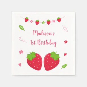 Cute Strawberry Berry Sweet Birdday Pappersservett