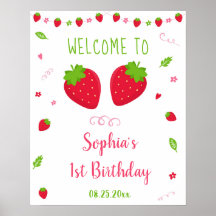 Cute Strawberry Berry Sweet Birthday Välkommen