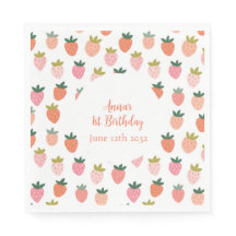 Cute Strawberry Birthday Napkins
