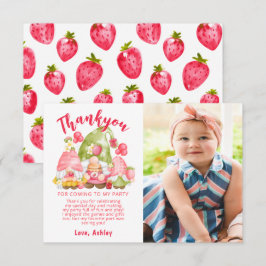 Cute Strawberry Birthday Photo Tack Kort