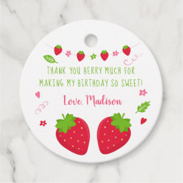 Cute Strawberry Birthday Tack Gåvor Etiketter