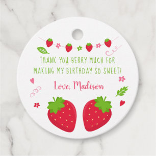 Cute Strawberry Birthday Tack Gåvor Etiketter