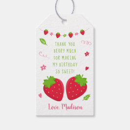 Cute Strawberry Birthday Tack Presentetikett