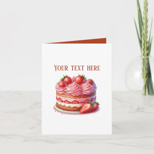 Cute strawberry cake Bakery vendors customizable Kort (Framsida)