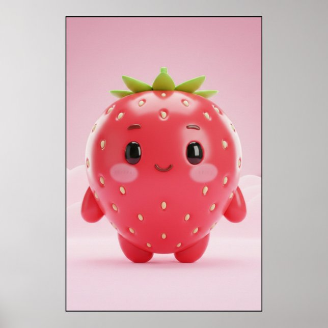 Cute Strawberry Character Poster Art (Framsidan)