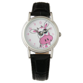Cute Strawberry Cow som ler ansikte Armbandsur