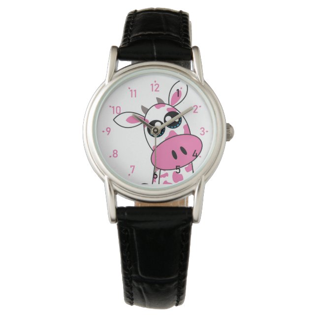 Cute Strawberry Cow som ler ansikte Armbandsur (Framsida)