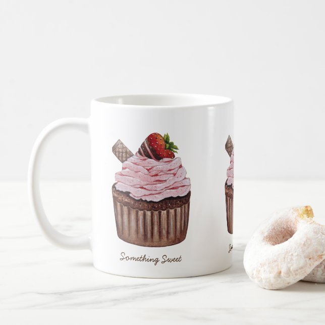 Cute Strawberry Cupaka i vattenfärg  Kaffemugg (Med munk)