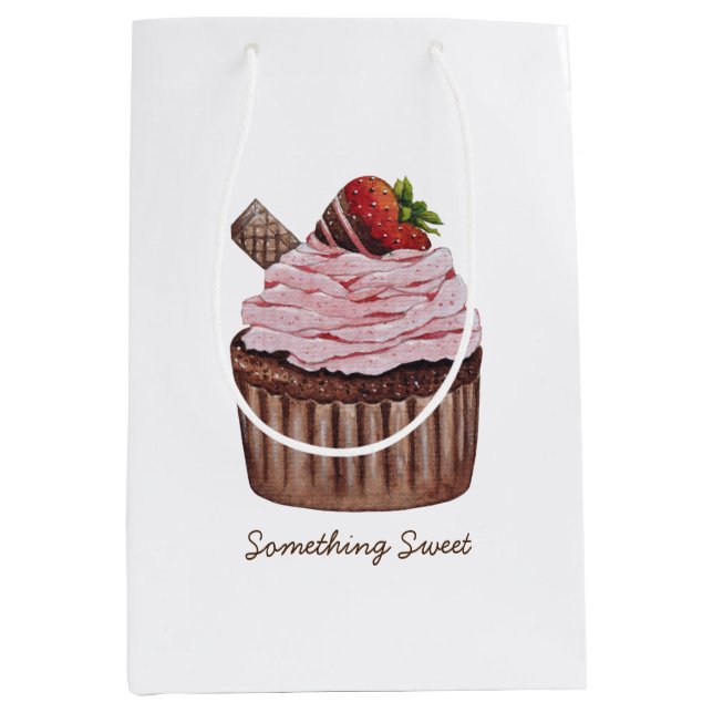 Cute Strawberry Cuptårta i vattenfärg (Framsidan)