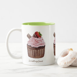 Cute Strawberry Cuptårta i vattenfärg Två-Tonad Mugg