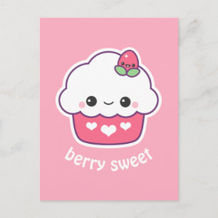 Cute Strawberry Cuptårta Vykort