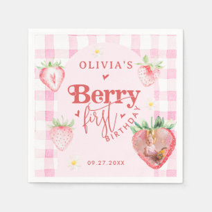Cute Strawberry Daisy Berry First Photo Brithday Pappersservett