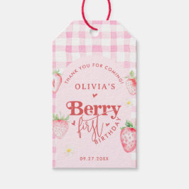 Cute Strawberry Daisy Berry First Photo Brithday Presentetikett