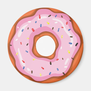Cute Strawberry Dippade Sprinkles Doughnut. Magnet