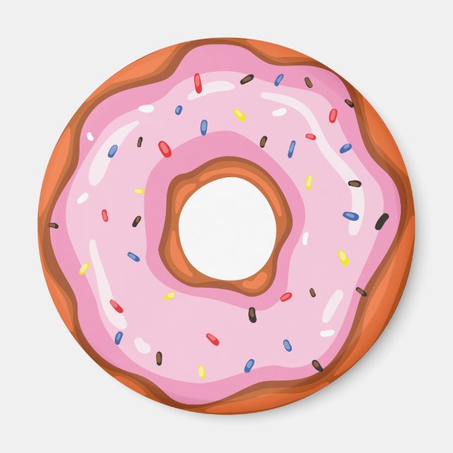 Cute Strawberry Dippade Sprinkles Doughnut. Magnet (Framsidan)