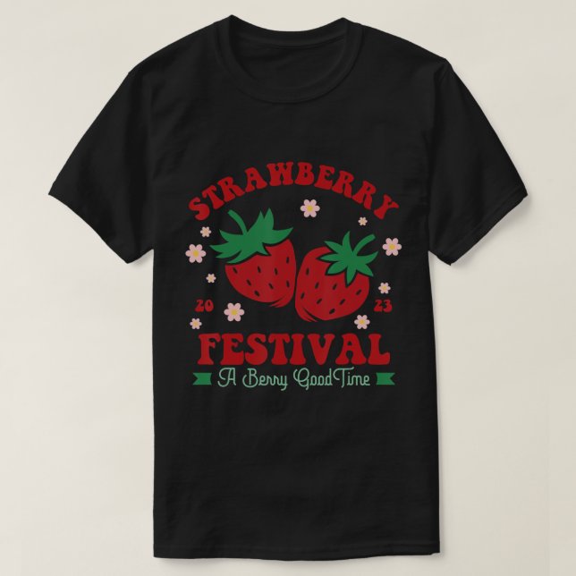 Cute Strawberry Festival Fruit Älskare Retro Vinta T Shirt (Design framsida)