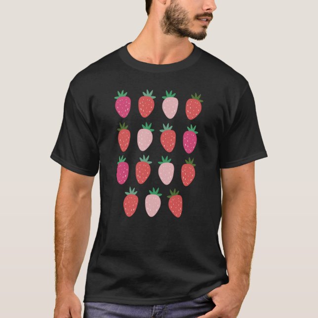 Cute Strawberry Fruit Farmer Greengrocer T Shirt (Framsida)