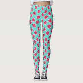 Cute Strawberry Fruit Mönster Leggings