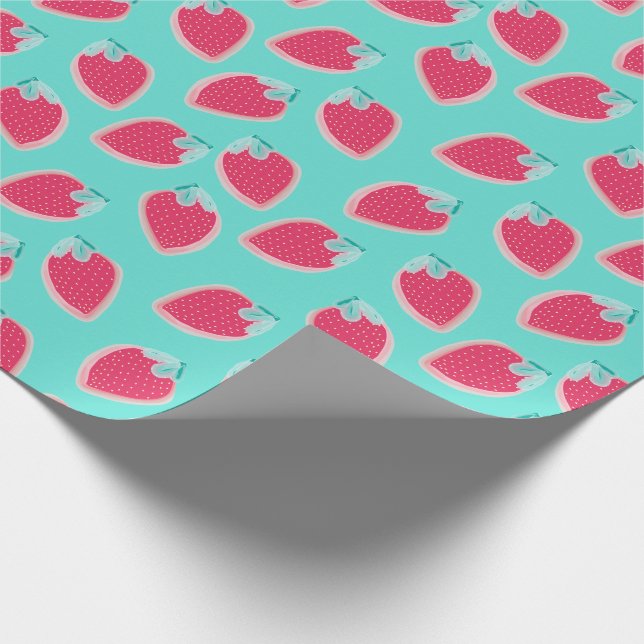 Cute Strawberry Fruit Mönster Presentpapper (Hörn)