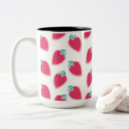 Cute Strawberry Fruit Mönster Två-Tonad Mugg