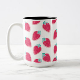 Cute Strawberry Fruit Mönster Två-Tonad Mugg