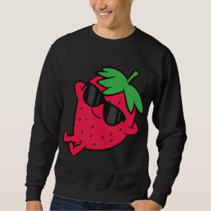 Cute Strawberry Fruit Relaxing Lazy Strawberry Lång Ärmad Tröja